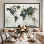 World Map Canvas Print | Framed Travel Map Wall Art for Couples
