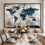 Rustic World Map Canvas Print | Framed Wall Art for Couples