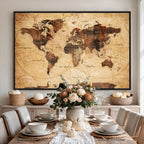 Modern Red and Gray World Map Canvas Print | Framed Wall Art
