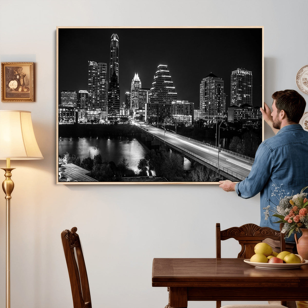 Austin Skyline Wall Art Canvas Print, Austin Downtown Night Cityscape