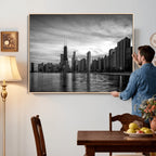 Chicago Wall Art Canvas Print, Chicago City Downtown Night Cityscape