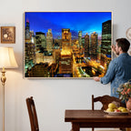 Chicago Wall Art Canvas Print - Chicago City Downtown Night Cityscape