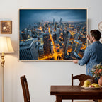 Chicago Wall Art Canvas Print - Chicago City Downtown Night Cityscape