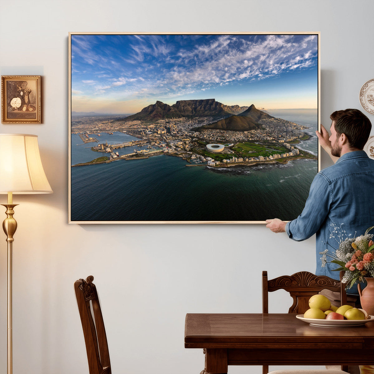 Cape Town Wall Art Canvas Print | Table Mountain Coastal Skyline Panorama