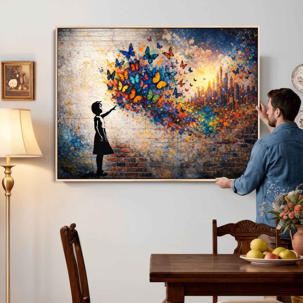 Banksy Girl Wall Art Canvas Print for Living Room Decor