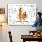 Wedding Signature Guest Book Canvas, Personalized Couple Photo Art