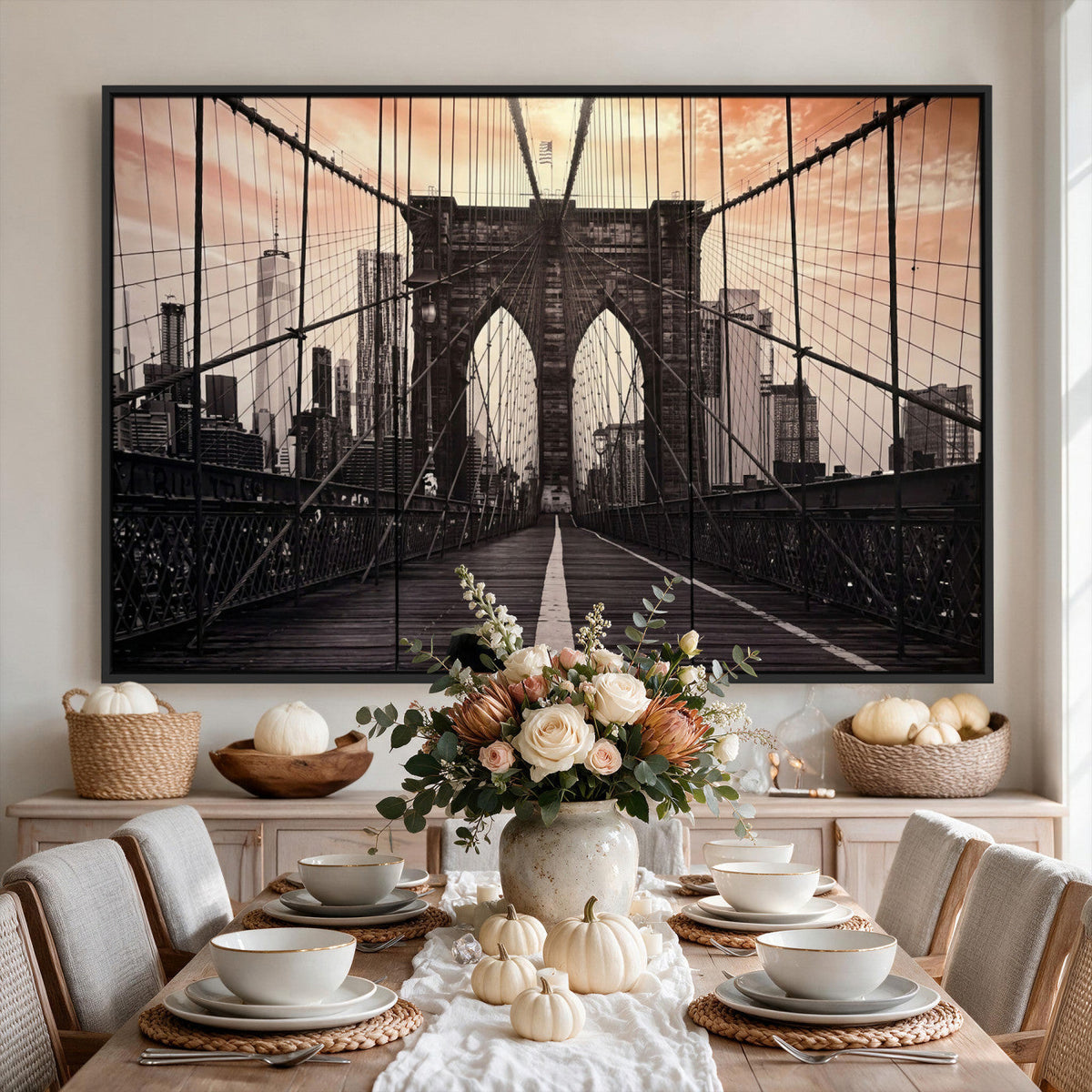 Brooklyn Bridge Canvas Wall Art, New York City Skyline Photography