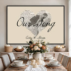 Lyrics Heart Canvas Print, Personalized Song Lyrics and Photo Wall Art