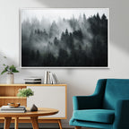 Foggy Forest Wall Art Canvas Print | 3 Panel Large Misty Landscape