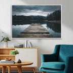 Wooden Bridge Near Lake Wall Art Canvas Print