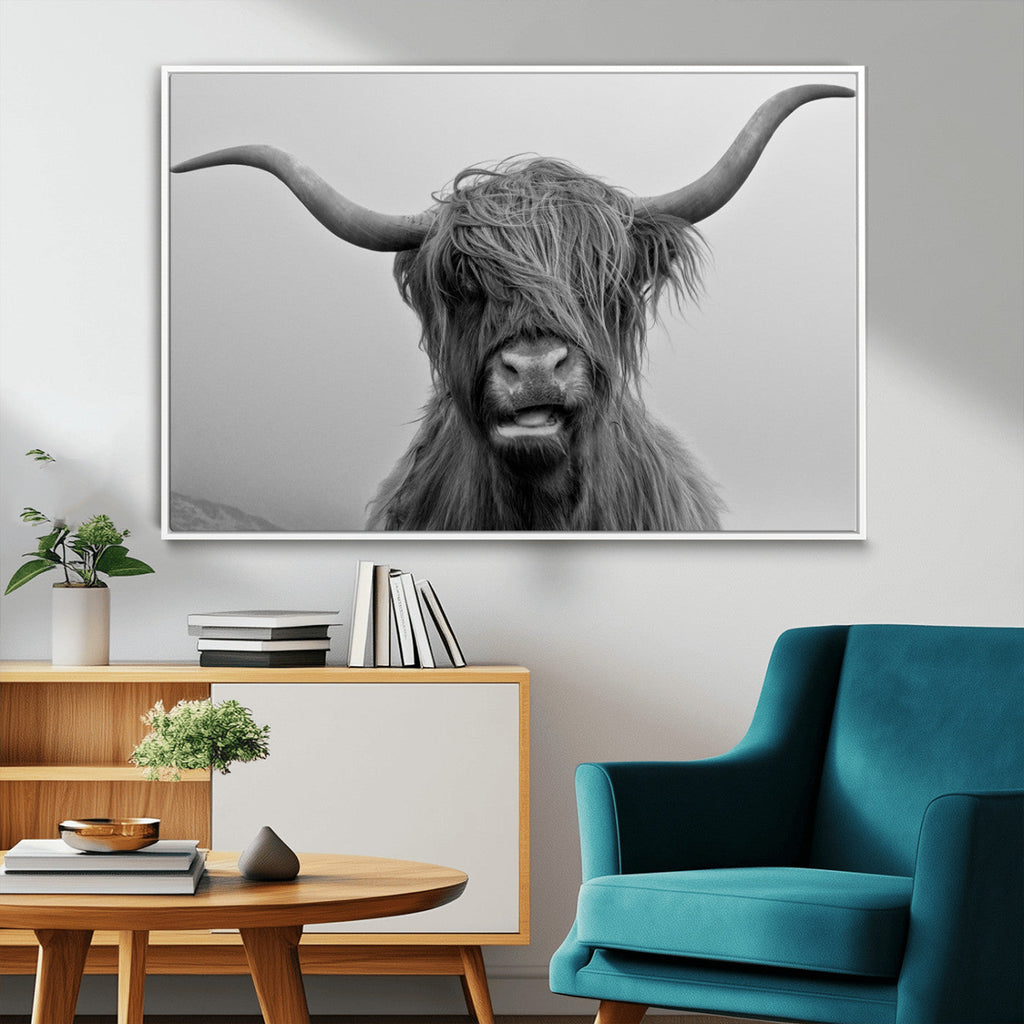 Texas Cow Wall Art Canvas, Texas Longhorn Cattle Canvas Print