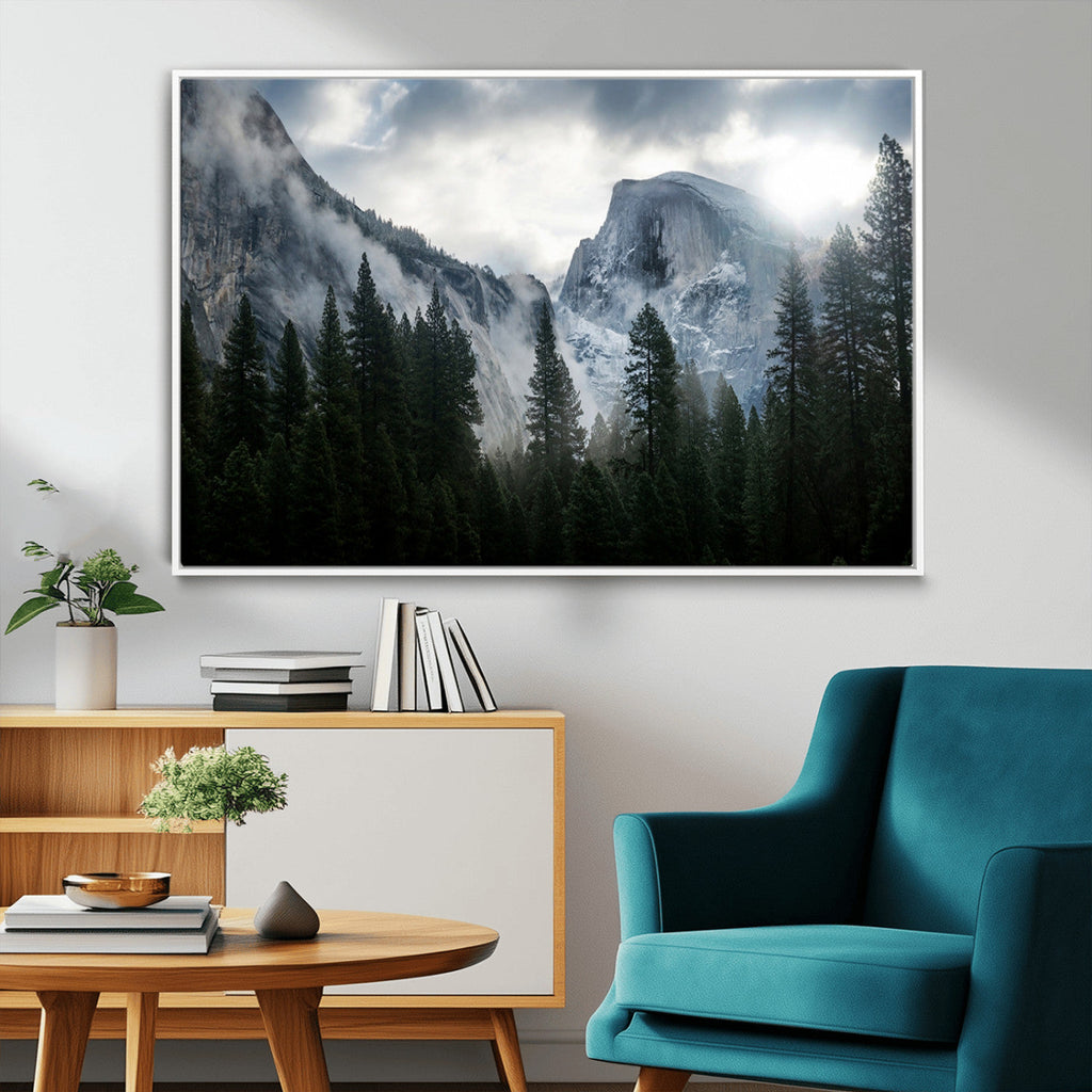 Wall Art Foggy Forest Landscape Canvas Print