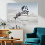 Prancing Horse Desert Large Wall Art Canvas Print, Majestic Horse Animal Artwork