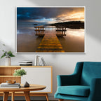 Serene Lake Pier at Sunset Canvas Print | Landscape Wall Art | Ready to Hang