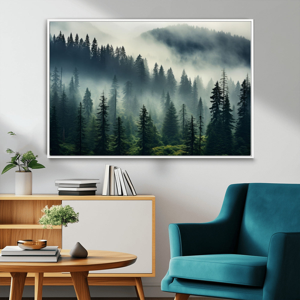 Captivating Misty Forest Wall Art, Foggy and Serene Atmosphere Canvas Print