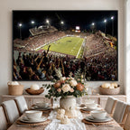 Washington-Grizzly Stadium Canvas Wall Art | Exciting Game Night Atmosphere in Panoramic View