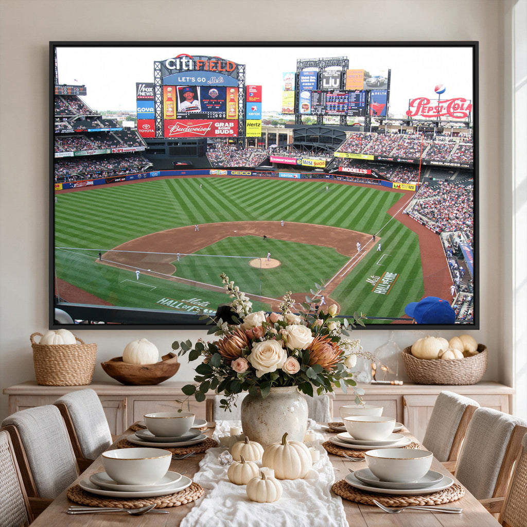 New York Mets Baseball Team Print, Citi Field Baseball Stadium Wall Art