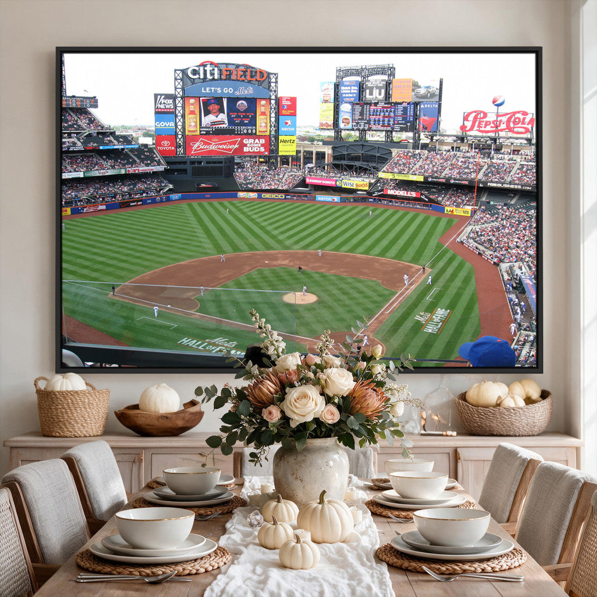 New York Mets Baseball Team Print, Citi Field Baseball Stadium Wall Art