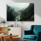 Misty Forest Wall Art, Tranquil Nature Landscape, Ready to Hang | Extra Large 3 Piece Canvas Wall Art