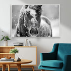 Black and White Horse Winter Wall Art, Ready to Hang