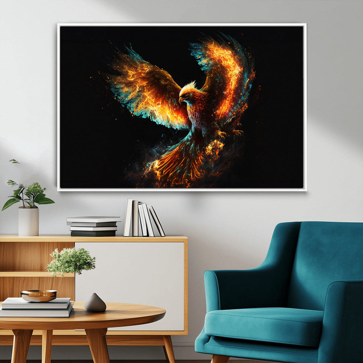 Fiery Phoenix Canvas Print | Ready to Hang Wall Art | Bold Fantasy Decor