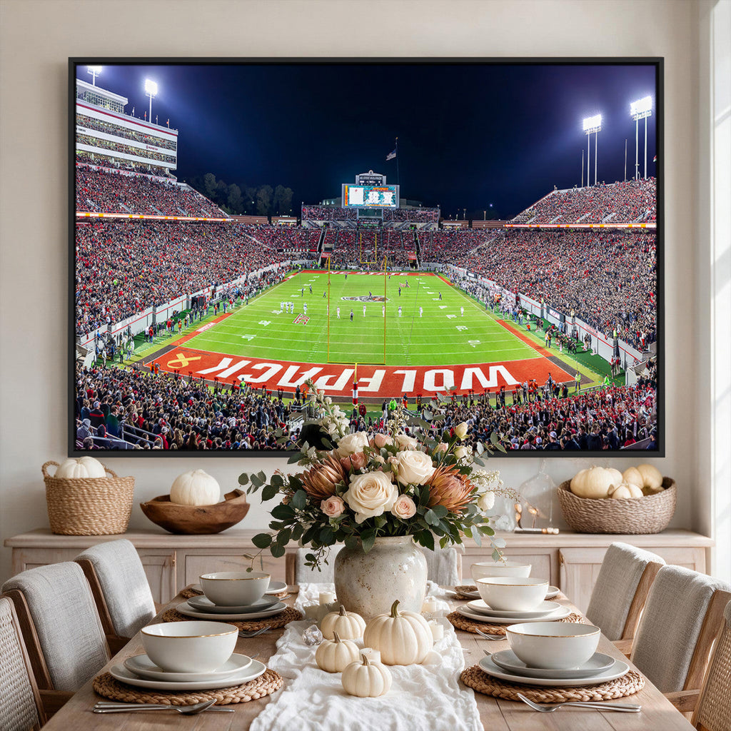 Wolfpack Football Team Print, Raleigh Carter-Finley Stadium
