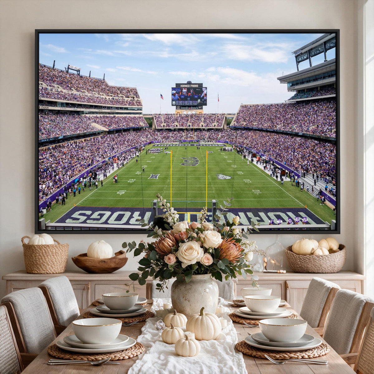TCU Horned Frogs Football Team Print, Fort Worth Amon G. Carter Stadium, Framed and Ready to Hang