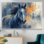Abstract Blue Horse Wall Art Print Canvas | Western Horse Wall Art for Farmhouse Decor