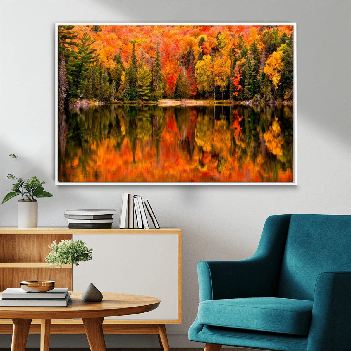 Forest Reflection Art | Autumn Forest Reflection Wall Art | Triptych Canvas Print