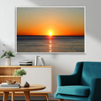 Golden Horizon Sunset Over Ocean Wall Art Canvas Print | Tropical Beach Canvas