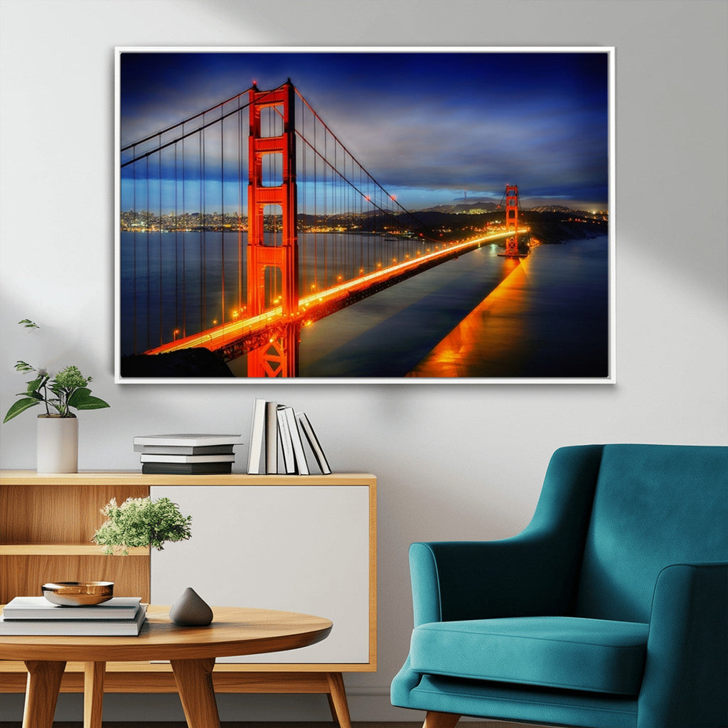 Large Wall Art San Francisco Canvas Print - Wonderful Golden Gate Bridge at Twilight