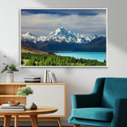 Mount Cook and Lake Pukaki Canvas Wall Art Print | Majestic Snow Capped Peaks