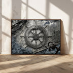 Ship Steering Wheel Vintage Wall Art Canvas Print