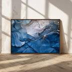 Navy Blue Canvas Art Abstract Print | Elegant Triptych Modern Art