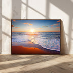 Tropical Ocean Sunset Wall Art Canvas Print, Golden Beach Horizon, Coastal Island Decor