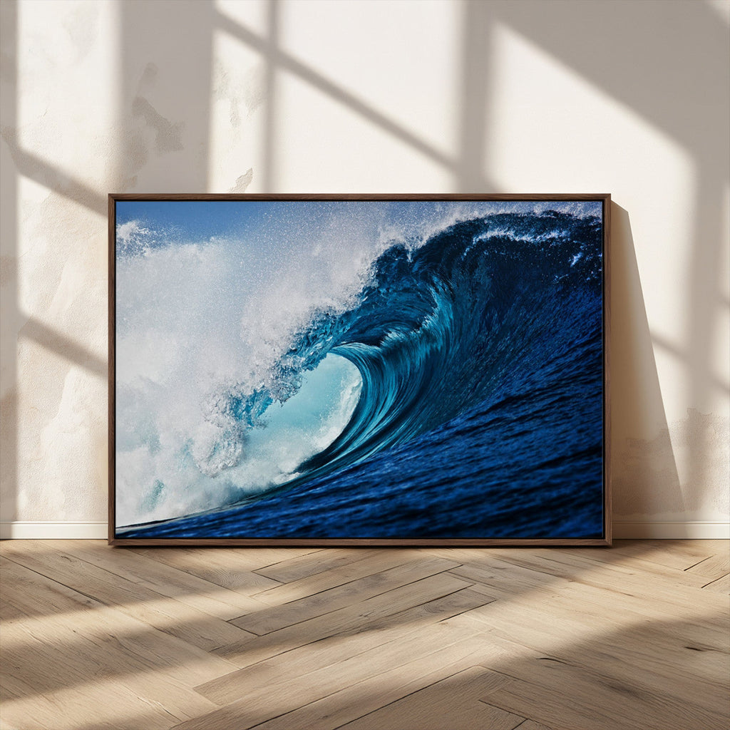 Ocean Wave at Sunset Canvas Art, Large Wall Print of Vibrant Water Waves