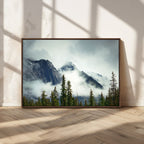 Mountain Mist Canvas Wall Art Print | 3-Panel Foggy Forest and Mountain Landscape