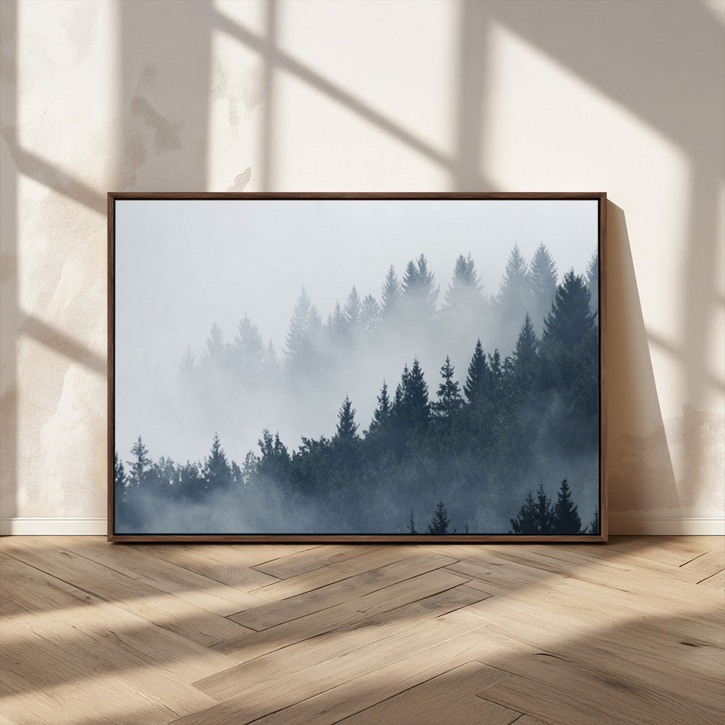 Foggy Pine Forest Wall Art Canvas Print