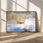 Blue Multi Panel Abstract Wall Art Canvas, Abstract Blue and Gold Canvas Print
