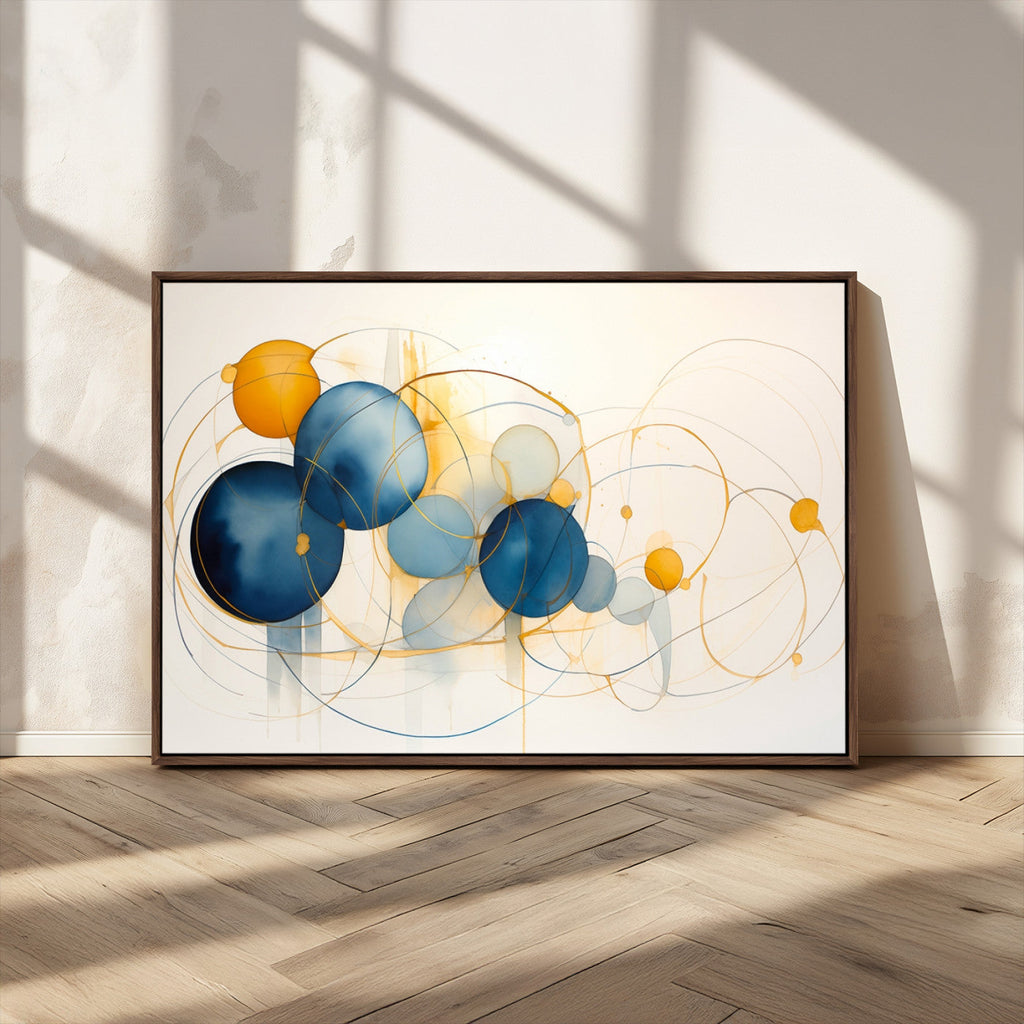 Geometric Blue Orange Abstract Wall Art Canvas, Geometric Blue Orange Canvas Print