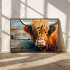 Highland Cow Abstract Canvas Wall Art, Bold Farmhouse Decor