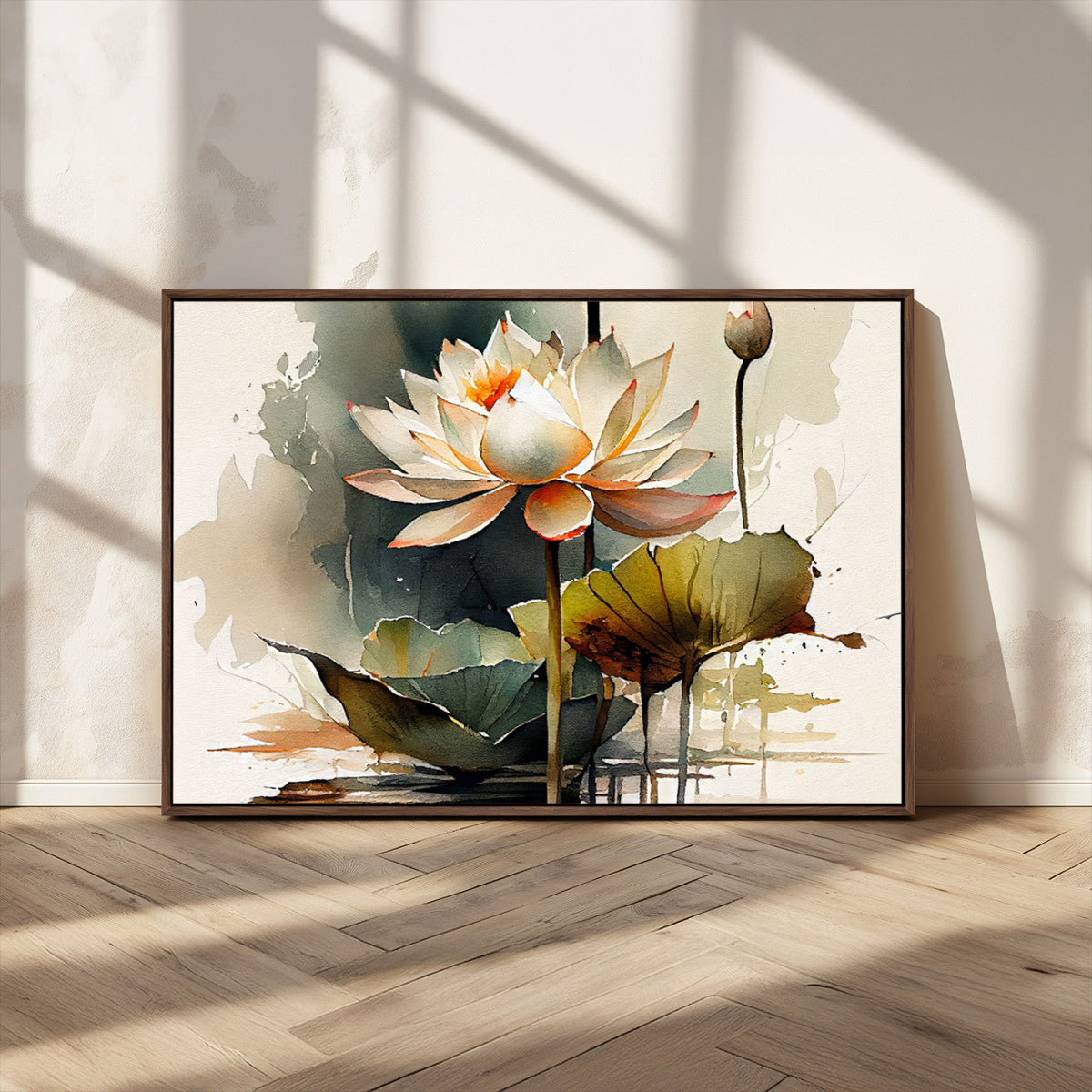 Lotus Flower Watercolor Canvas Print | A Symbol of Serenity and Growth in Soft Watercolors