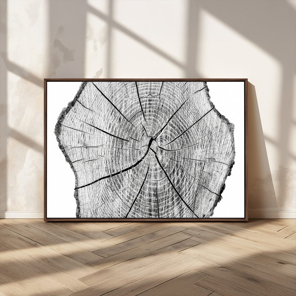 Rustic Tree Ring Wall Art Canvas Print, Framed and Ready to Hang