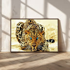Blue-Eyed Leopard Canvas Wall Art, Framed Animal Print, Fierce and Bold Decor for Living Rooms