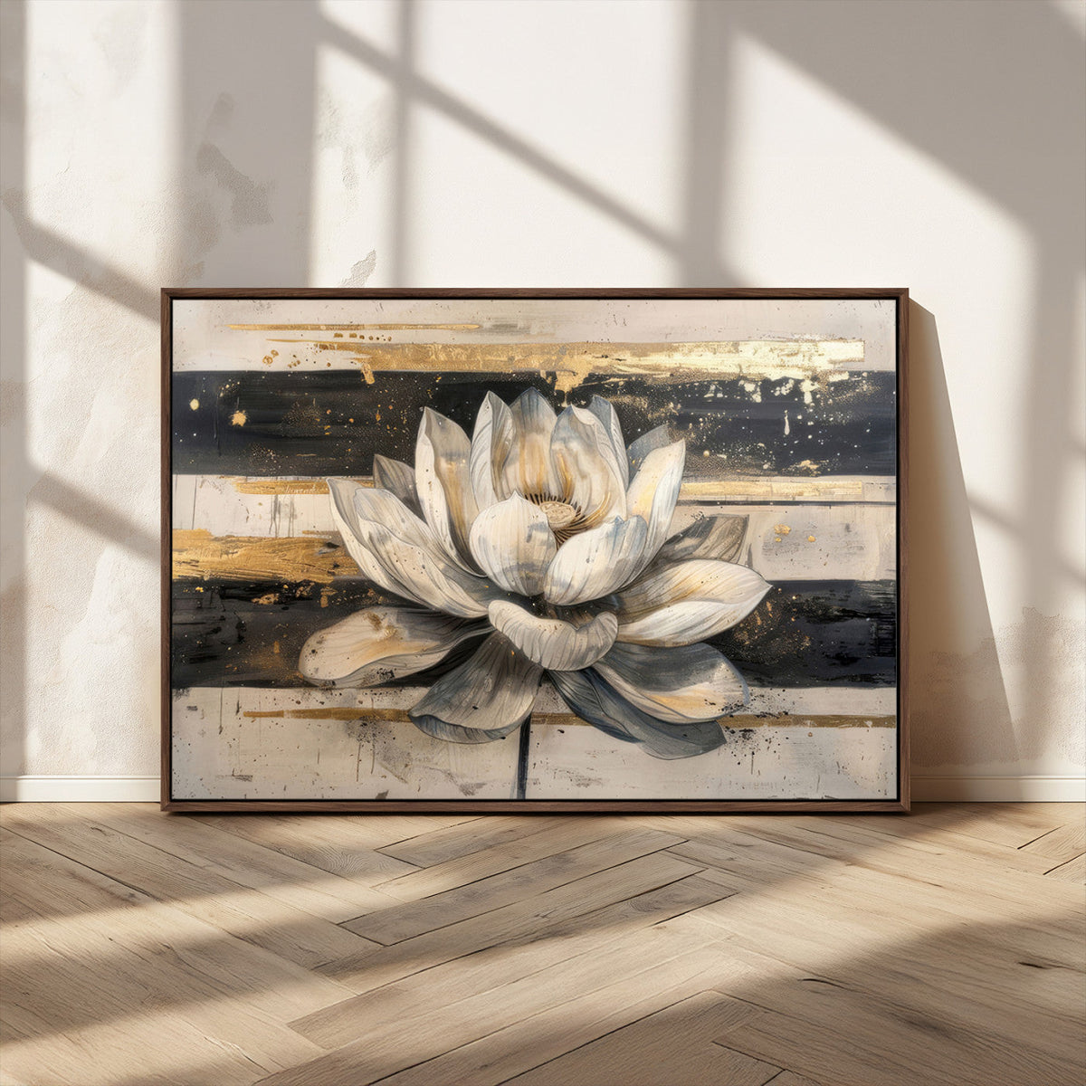 Lotus Flower Wall Art | Framed Abstract Floral Canvas
