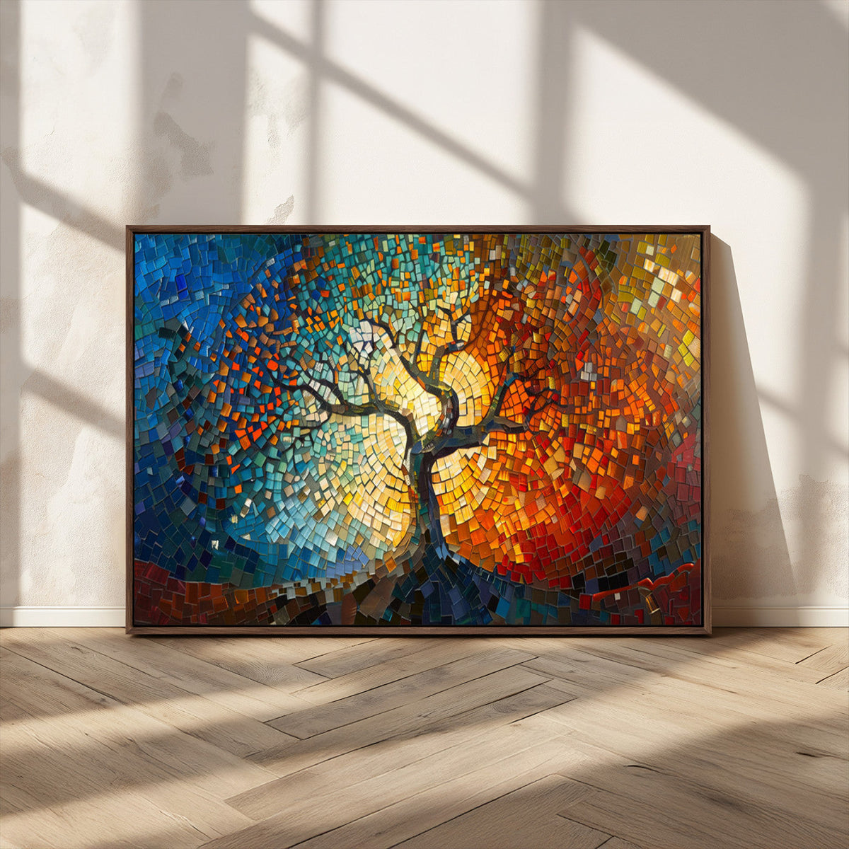 Yggdrasil Tree of Life Mosaic Stained Glass Wall Art Canvas Print