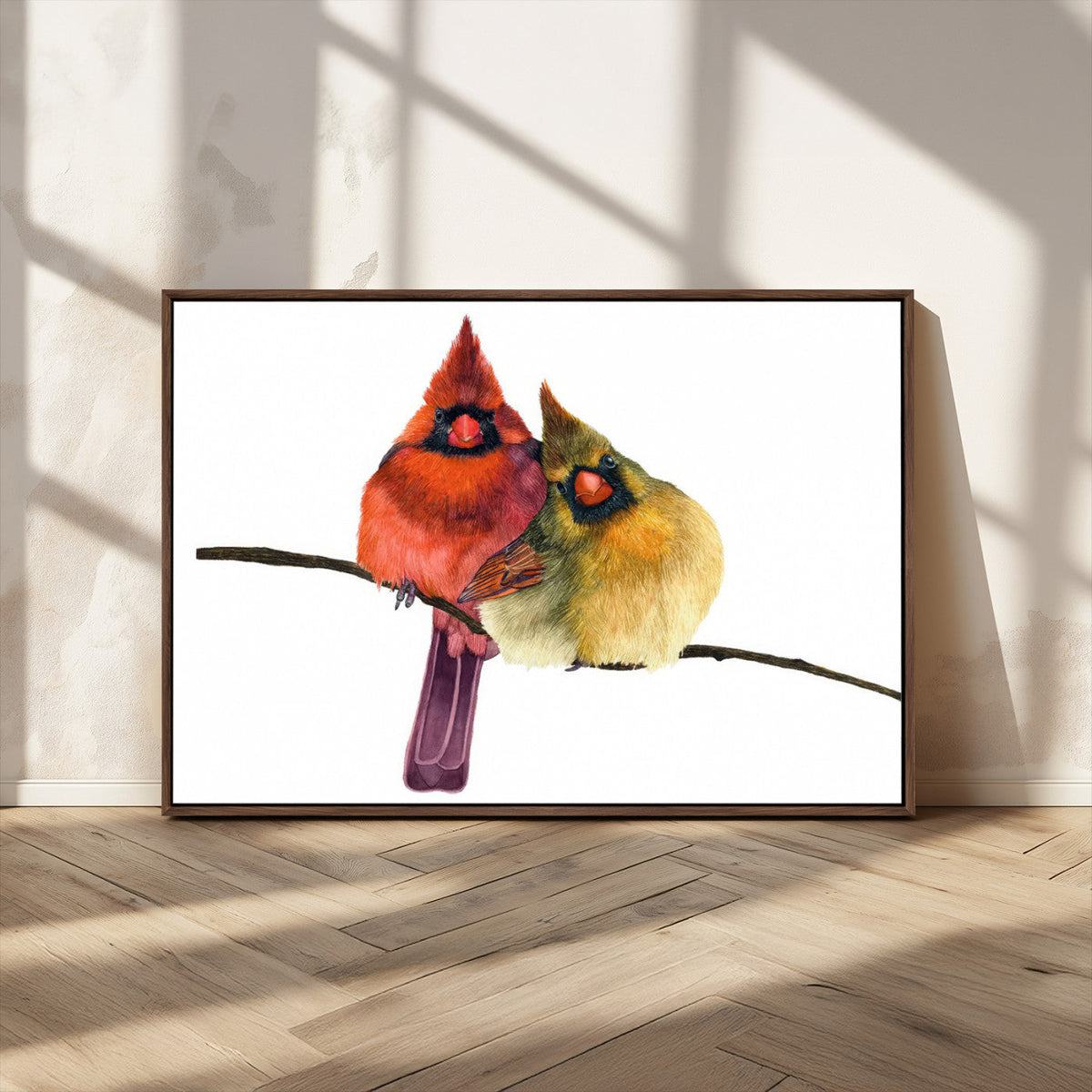 Cardinal Bird Canvas Wall Art, Male and Female Cardinal Print, Nature Inspired Bird Decor
