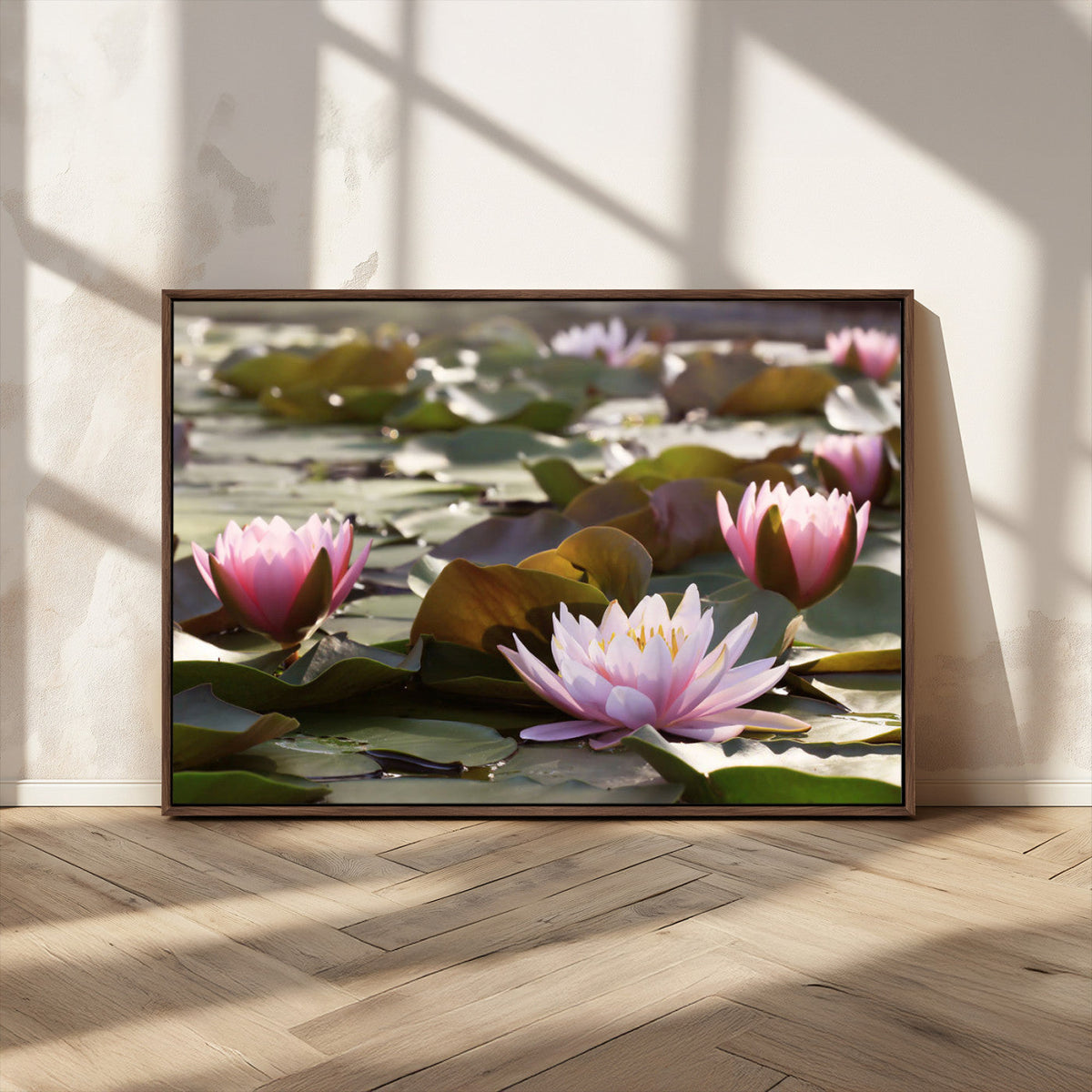 Lotus Flower Wall Art Canvas Print, Water Lily Large Wall Art for Yoga Room Decor