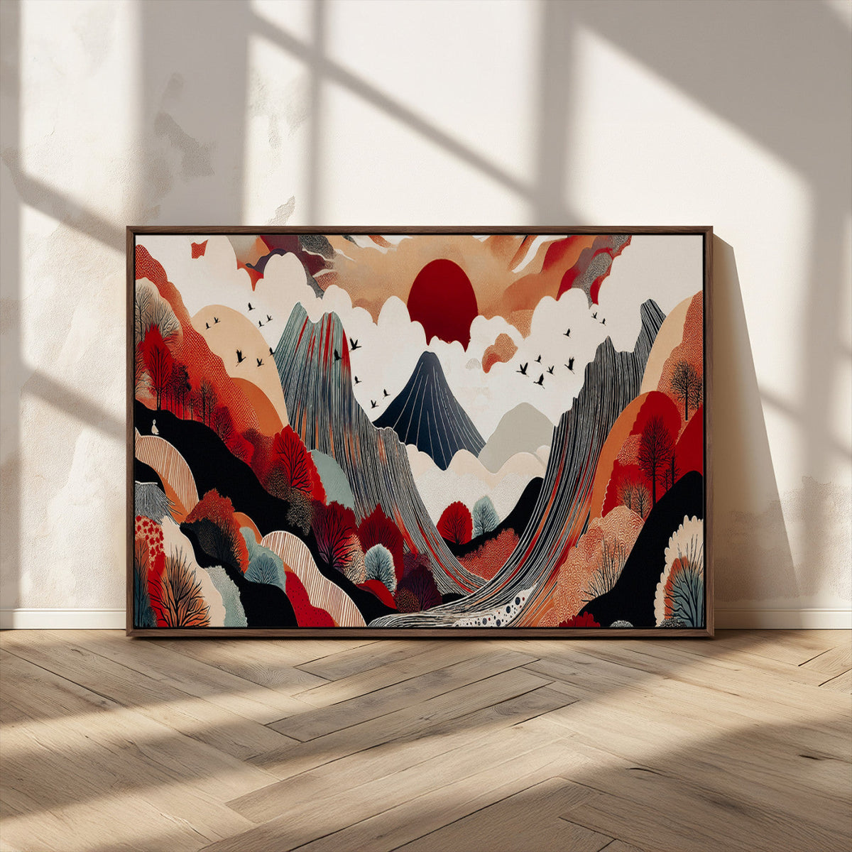 Abstract Mountain Wall Art Canvas Print | Vibrant Stylized Landscape
