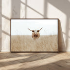 Texas Longhorn Wall Art Canvas Print, Framed Lone Cattle and Longhorn Bull Scene